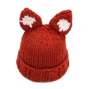 NEW Orange Knit Fox Ears Animal Beanie Hat Cap Boutique Crochet Winter Cold Snow